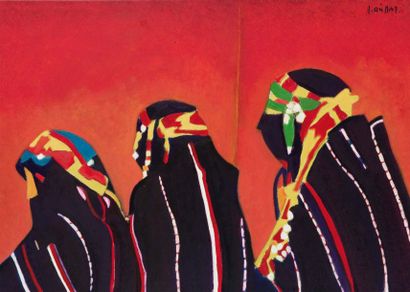 Simon AVISSAR (Né à Casablanca en 1938) Trois Femmes arabes Huile sur toile, signée...