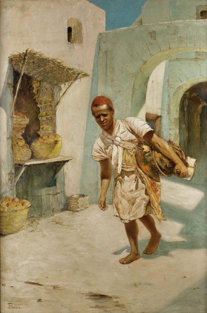 Victor PROTAIS-GIRARD dit PROTAIS (1870-1905) Le retour du marché Huile sur toile,...