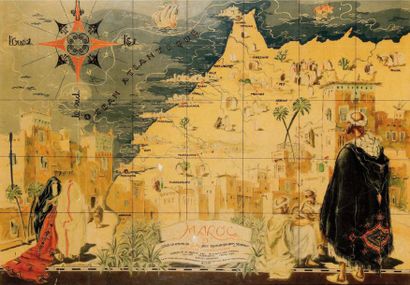null Carte du Maroc sous le règne de Sidi Mohamed Ben Youssef, sultan de l'Empire...