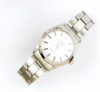 ROLEX «Air King» Bracelet-montre en acier, cadran blanc, mouvement automatique, bracelet...