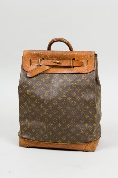 Louis VUITTON Sac modèle "Steamer bag" en toile monogram et cuir naturel, fermeture...