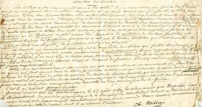 NODIER Charles. (Besançon, 1780-1844). Ecrivain. Pièce manuscrite signée, intitulée...