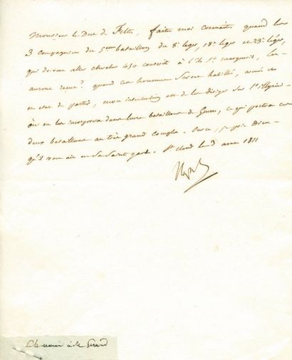null Ile Sainte-Marguerite - Lettre signée Napol, adressée au Duc de Feltre, rédigée...