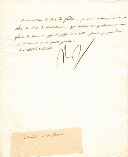 Walcheren - Lettre signée NP (large signature),...