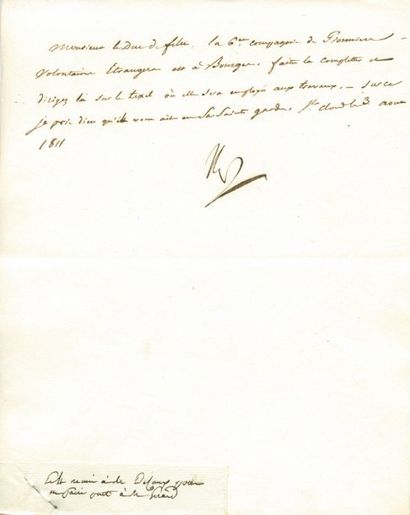 null Bourges - Lettre signée Nap (large paraphe), adressée au Duc de Feltre, rédigée...
