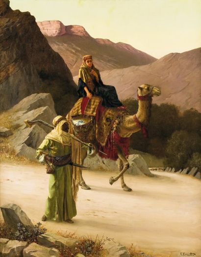 Rudolf ERNST (1854-1932) L'escorte Huile sur toile, signée en bas à droite. 92 x...