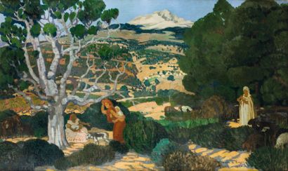 Marius de BUZON (1879-1958) Bergers et famille kabyle Tampon au dos : Salon des artistes...