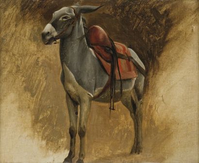 Jean Léon GEROME (1824-1904) Etude pour un âne Huile sur panneau. Oil on panel. 21,5...