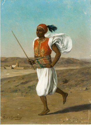 Louis Emile PINEL DE GRANDCHAMP (1831-1894) Le messager égyptien Huile sur panneau,...