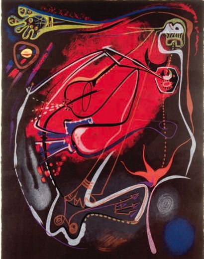André MASSON (1896-1987) Composition Lithographie signée et numérotée 66 x 55 cm