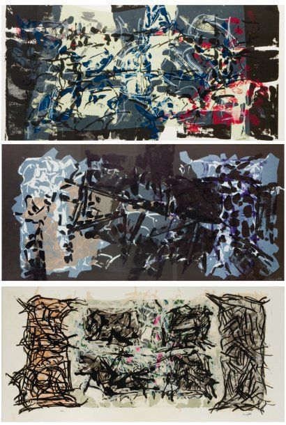Jean Paul RIOPELLE (1923-2002) Suite de trois lithographies en couleurs signées HC...