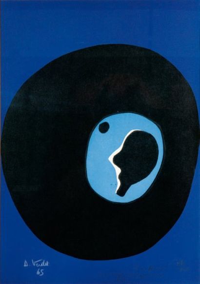 André VERDET (1913-2004) Composition abstraite Lithographie en couleurs signée et...