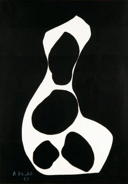André VERDET (1913-2004) Composition en noir et blanc Lithographie signée et datée...