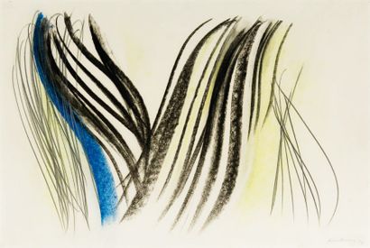 Hans HARTUNG (1904 -1989) Composition Crayon et pastel sur papier signé au crayon...