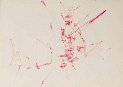 Georges MATHIEU (né en 1921) Composition abstraite. Mars 1993. Feutre violet. 304...
