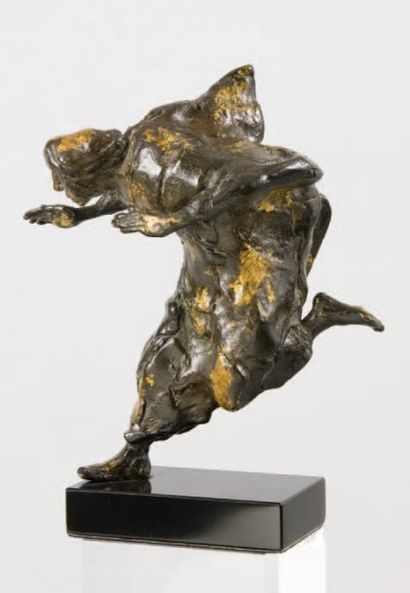 Gualtiero BUSATO (1941) Prophète en fuite (1973) Bronze à patine brun rouge avec...