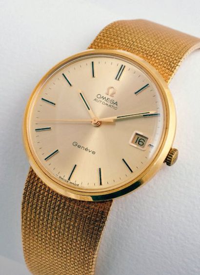 OMEGA Genève Or - vers 1960 Elégante montre ronde en or jaune 18 k (poinçonné et...