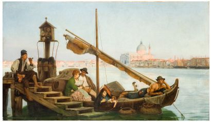 Jean Jules-Antoine LECOMTE DU NOÜY (1842-1929) le Dimanche à Venise Huile sur toile,...