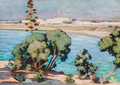 Jean BALDOUI (1890-1955) Rabat et l'Estuaire du Bou-Regreg Huile sur carton, signée...