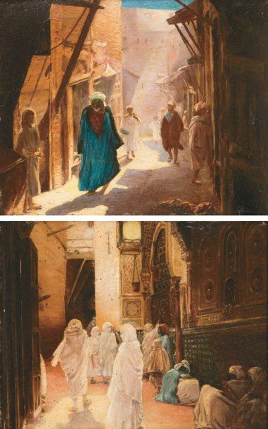 Joseph SAINT-GERMIER (1860-1925) « Fez, Mosquée de Moulaye Idriss, le mur des offrandes...