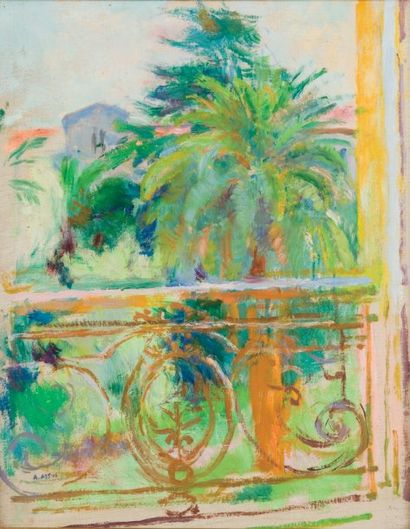 Armand ASSUS (1892-1977) Jardin d'Alger Huile sur panneau, signée en bas à gauche....