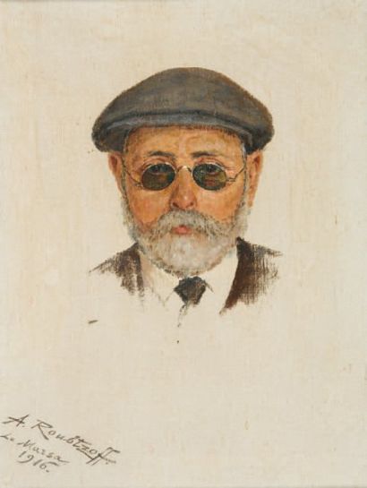 Alexandre ROUBTZOFF (1884-1949) Ecole Russe Portrait d'homme Huile sur toile, signée,...