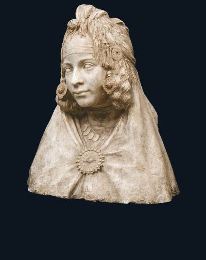 Auguste Marie Pierre POISSON (1876-1953) Buste de femme Ouled-Naïl Plâtre original...