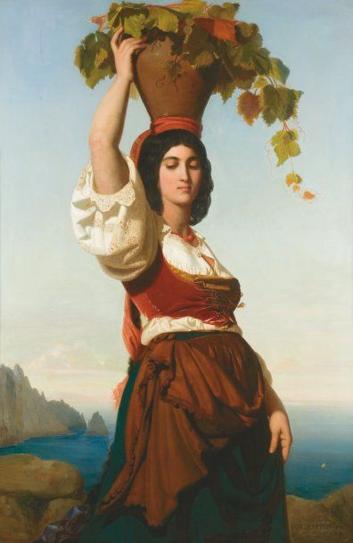 Rudolph August LEHMANN (1819-1905) Jeune femme au caraco rouge Huile sur toile, signée...