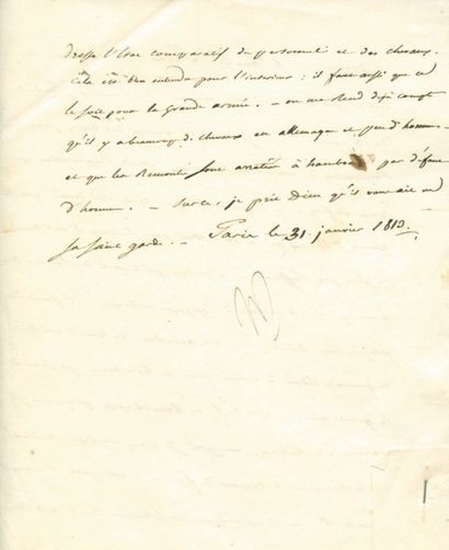 null Organisation de l'armée - Lettre signée NP, adressée au Duc de Feltre, (1 pp...
