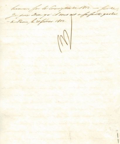 null Déplacements des 1er Bataillons de la Grande Armée - Lettre signée NP, adressée...