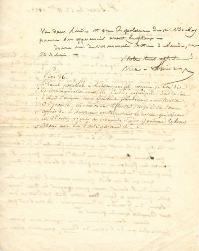 LAMARQUE Jean Maximilien (Saint-Sever, 1770-1832). Ensemble de 4 lettres autographes...