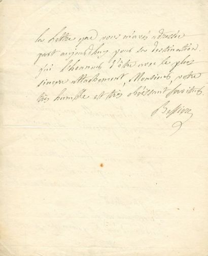BESSIERES Jean-Baptiste, Duc d'Istrie (Prayssac 1768-1813). Lettre autographe signée,...