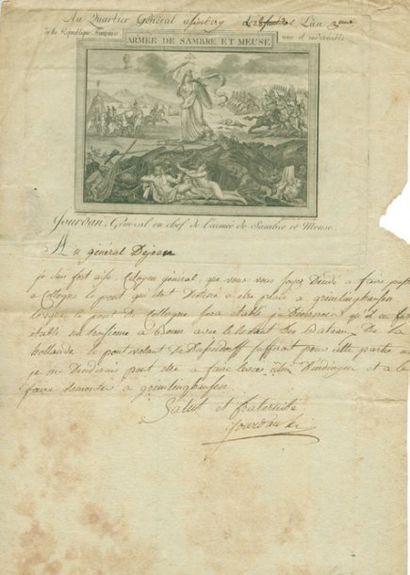 JOURDAN Jean-Baptiste (Limoges 1762-1833). Deux lettres autographes signées, dont...