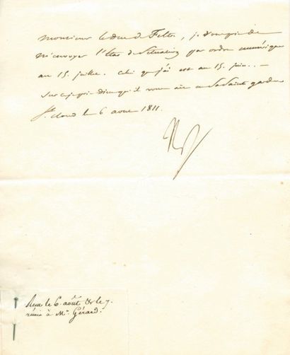 null Lenteur administrative - Lettre signée NP, adressée au Duc de Feltre (1/2 pp...