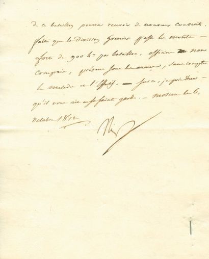 null Renfort de la Division Grenier - Lettre signée Nap, adressée au Duc de Feltre...