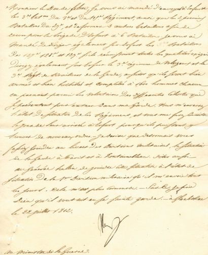 null Envoi de Bataillons sur Erfurt - Lettre signée Nap, adressée au Duc de Feltre...