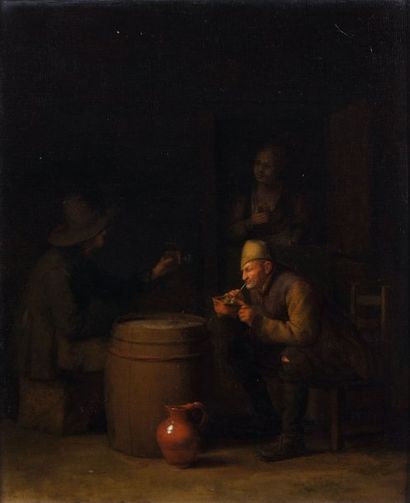 Pieter-Harmensz VERELST (Dordrecht vers 1618 - après 1668) Un fumeur et des buveurs...