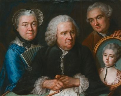 null Ecole Française XVIIIème siècle Portraits de famille Pastel x cm
