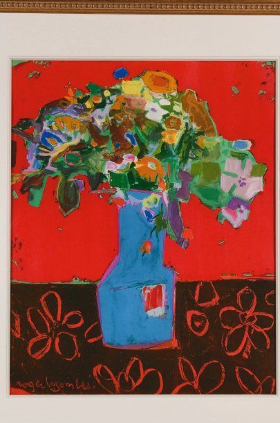 Roger BEZOMBES (1913-1994) Le bouquet de la jeune fille Lithographie en couleurs,...