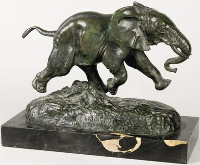 D'après Antoine Louis BARYE (1796- 1875) Eléphant du Sénégal Epreuve en bronze à...