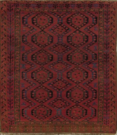 null Tapis Ersari Beshir Nouage-tapis en laine sur une fondation de laine. XIXème...