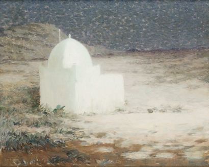 Louis-Auguste GIRARDOT (1856-1933) Le marabout au clair de lune Huile sur toile,...
