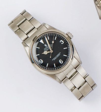 ROLEX - EXPLORER I Ref 1016. Vers 1970. Bracelet montre en acier. Cadran noir mat....