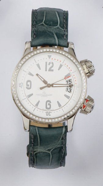 JAEGER LECOULTRE - COMPRESSOR DAME. Montre de poignet en acier. Cadran blanc avec...