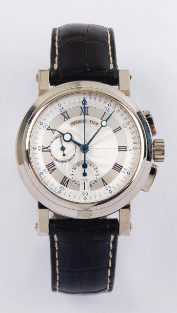 BREGUET - MARINE CHRONOGRAPHE. Ref 5827. Montre de poignet chronographe en or gris....
