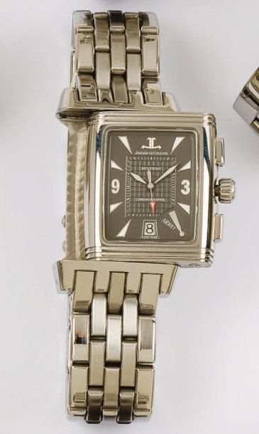 JAEGER LECOULTRE - REVERSO GRAND SPORT CHRONO. Bracelet montre chronographe en acier....