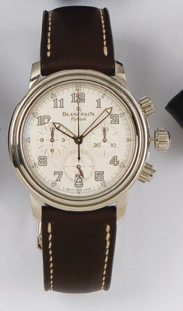 BLANCPAIN - FLYBACK N° 5221. Vers 2001. Montre de poignet chronographe en acier....