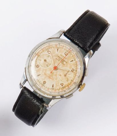LE BOIS - Montre de poignet chronographe en métal chromé, cadran à deux compteurs....