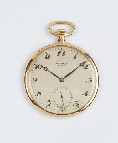 BREGUET Montre de poche en or jaune. Mouvement mécanique. Signée sur le cadran Breguet....