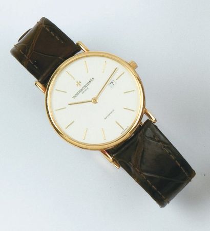 VACHERON CONSTANTIN Montre de poignet en or jaune. Cadran blanc. Date. Mouvement...